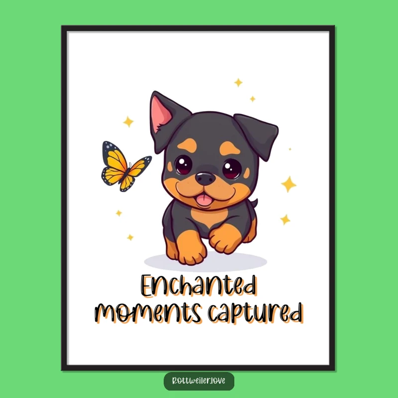 Funny Rottweiler Digital Print: Sparkly Chase - Instant Gift!