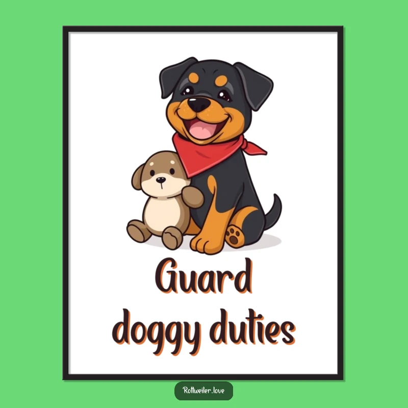 Funny Rottweiler Guard Digital Art: Instant Download for Joyful Decor