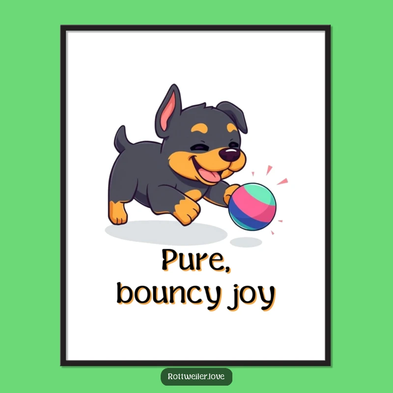 Instant Funny Kawaii Rottweiler Art: Playful pup, a downloadable funny gift for immediate smiles.