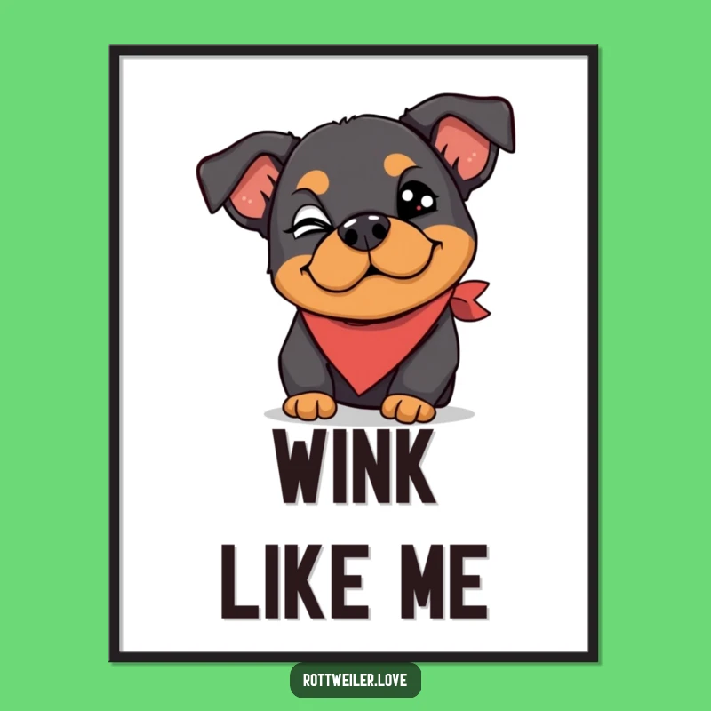 Funny Rottweiler Digital Art: Wink, Silly Bandana, Instant Sass!