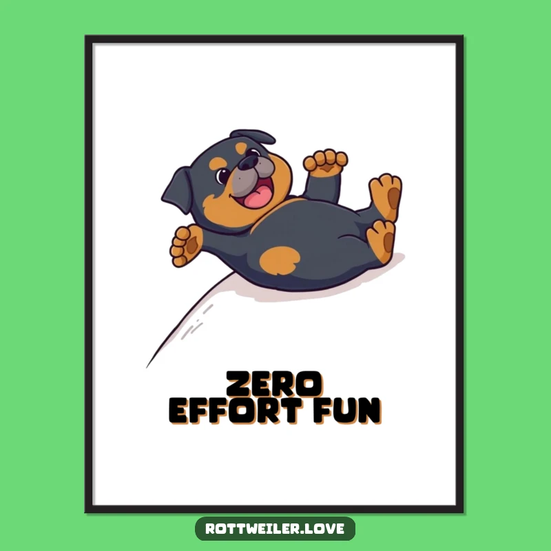 Funny Rottweiler Backslide Digital Art - Hilarious Dog Wall Decor Gift