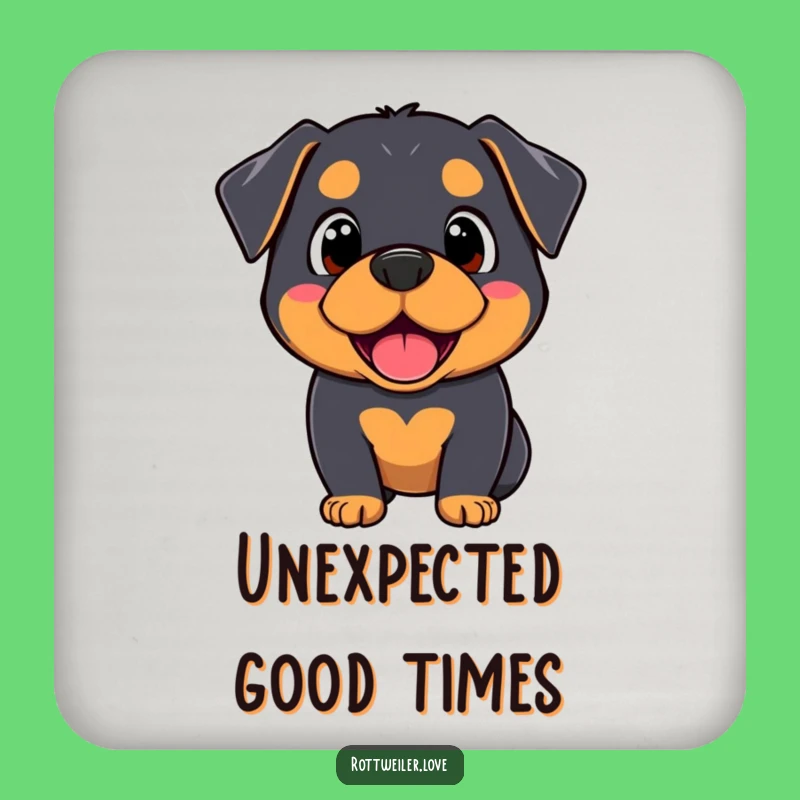 Chic Funny Kawaii Rottweiler Coaster: Happy surprise, a stylish funny gift for tables.