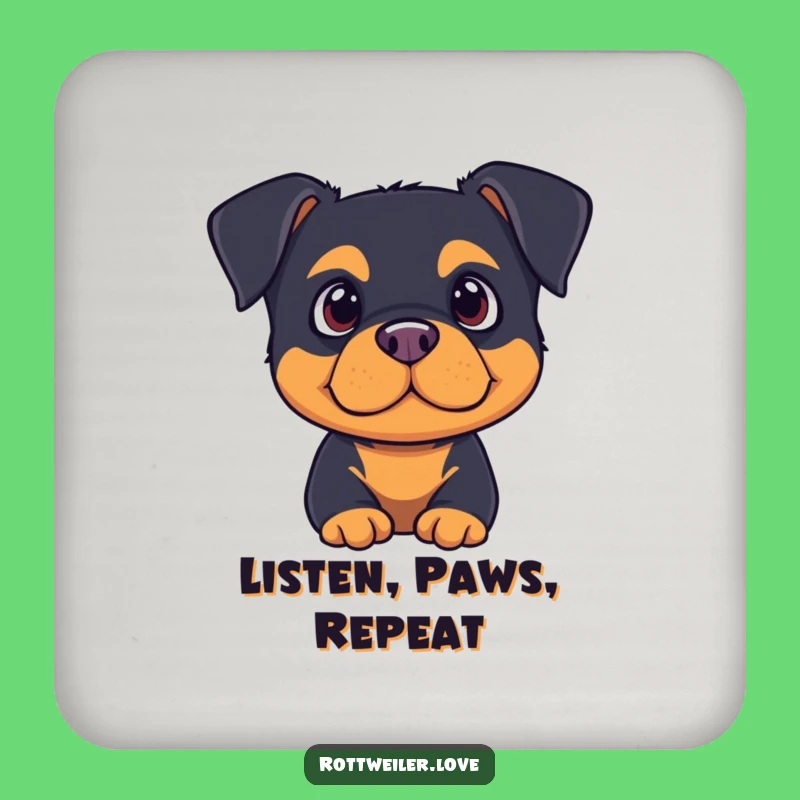 Funny Listening Rottweiler Coasters: Attentive Surface Protection