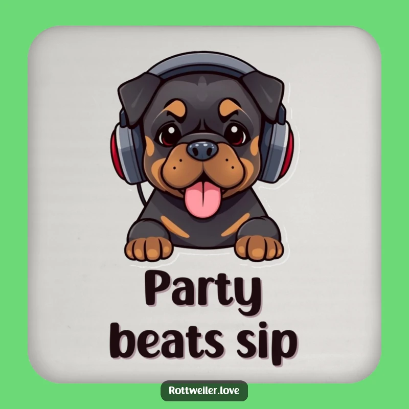 Funny DJ Rottweiler Coaster: Protect Surfaces with Beats, Music Gift