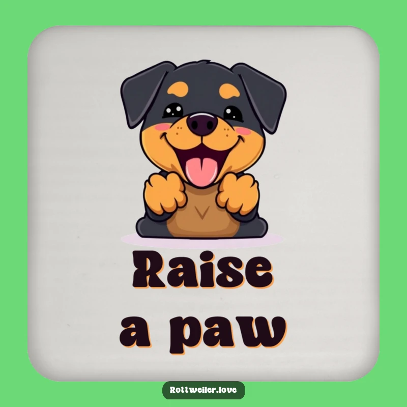 Funny Kawaii Rottweiler Bark Coaster: Protect Surfaces with Happy Paws!