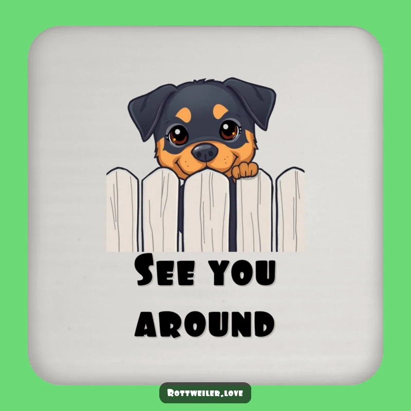Funny Rottweiler Peeking Coaster - Protect Tables with Curious Dog Humor Gift
