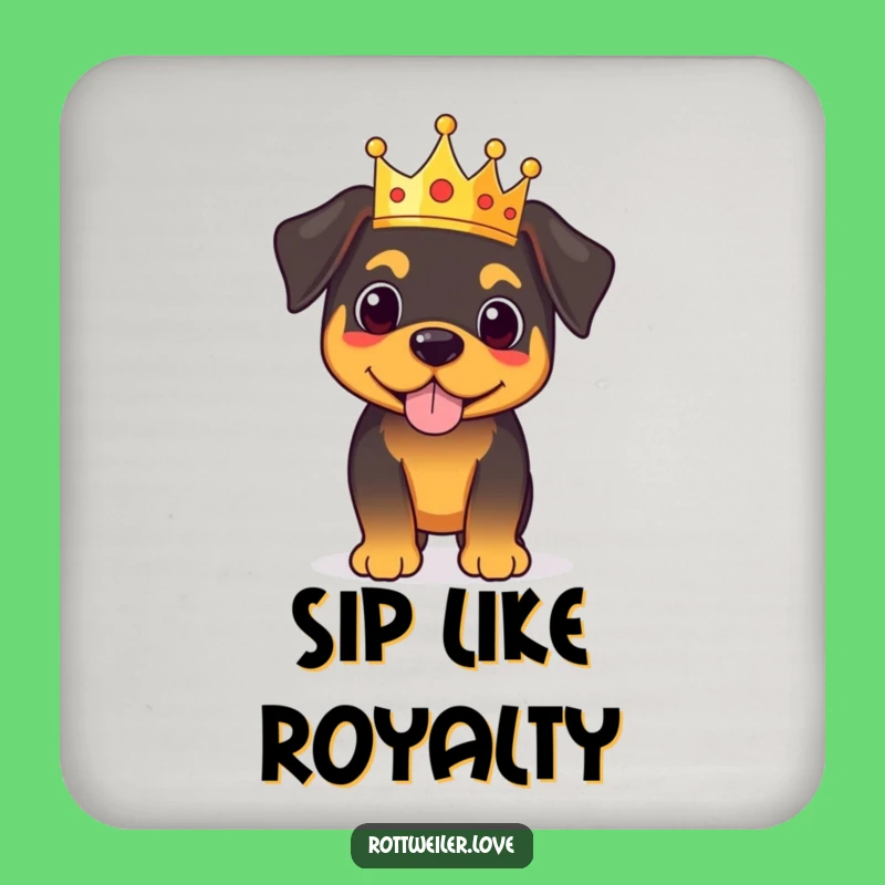 Funny Royal Rottweiler Coasters: Protect Surfaces with Regal Dignity