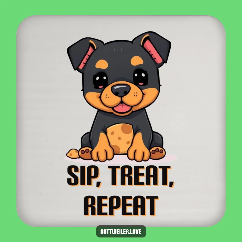 Funny Kawaii Rottweiler Treat Coaster - Protect Surfaces with Hopeful Charm Gift