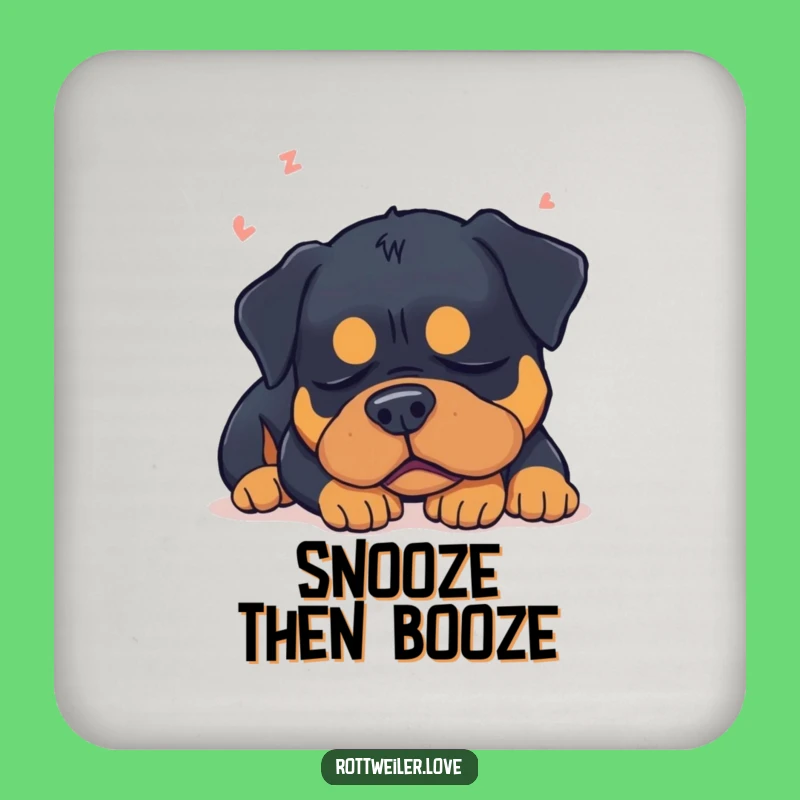 Funny Sleepy Rottweiler Dream Coasters: Relaxed Dog Drink Protector Gift