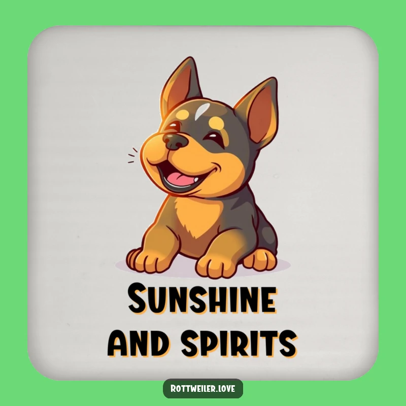 Funny Rottweiler Sunshine Coasters: Protect Surfaces with Relaxed Dog Style