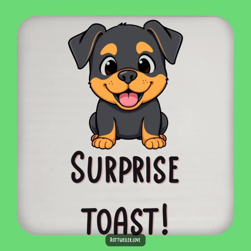 Funny Kawaii Rottweiler Surprise Coaster: Happy Expression Protection, Cute Gift
