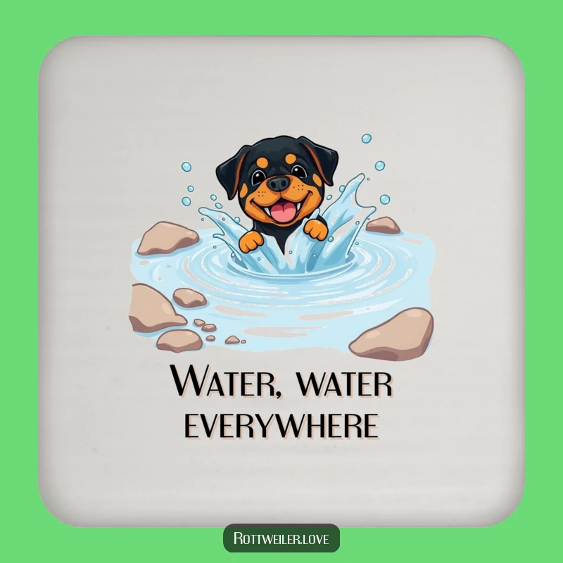 Funny Rottweiler Splash Coaster, Playful Dog Table Protector, Hilarious Home Gift