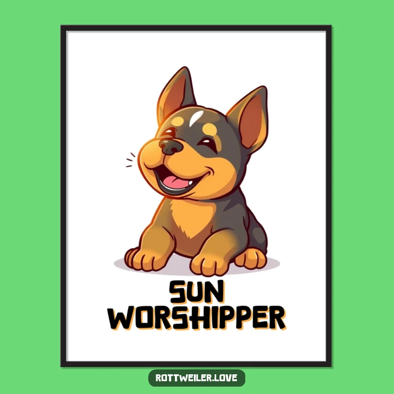Funny Rottweiler Sunshine Poster: Wall Art for a Relaxed Dog Lover's Space
