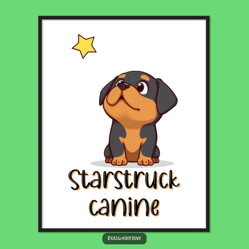 Funny Surprised Rottweiler Poster: Starry Night Dog Art Gift
