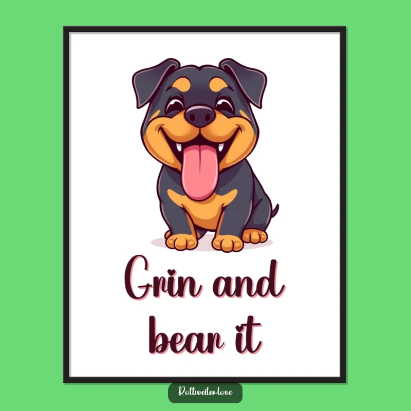 Funny Kawaii Rottweiler Grin Poster: Decorate Your Wall with Pure Joy!