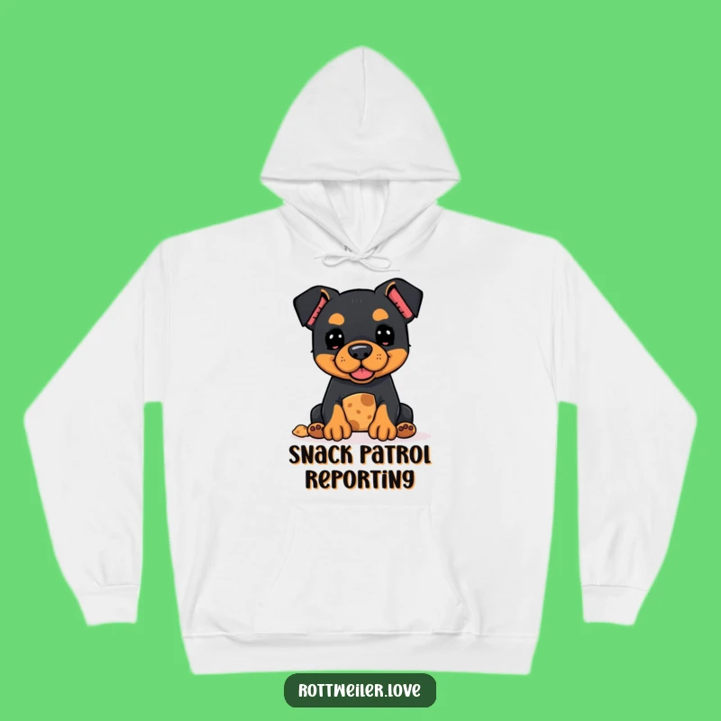 Cozy Funny Kawaii Rottweiler Treat Hoodie - Warm Hopeful Pup Sweatshirt Gift