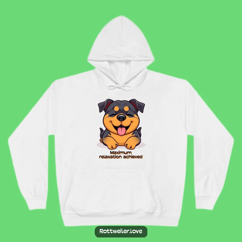 Cozy Funny Rottweiler Hoodie: Blissful Belly Rub Comfort