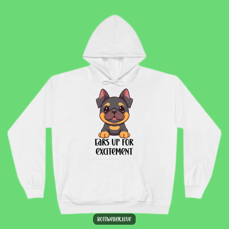 Funny Kawaii Rottweiler Alert Hoodie, Curious Dog Lover Sweatshirt, Excited Pup Gear