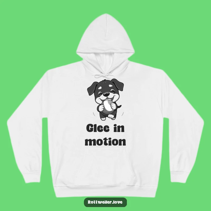 Funny Kawaii Rottweiler Chase Hoodie: Cozy Playful Toy, Warm Dog Gift