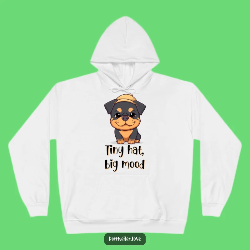 Funny Kawaii Rottweiler Hoodie: Comfy Silly Dog, Tiny Hat Warmth Gift!