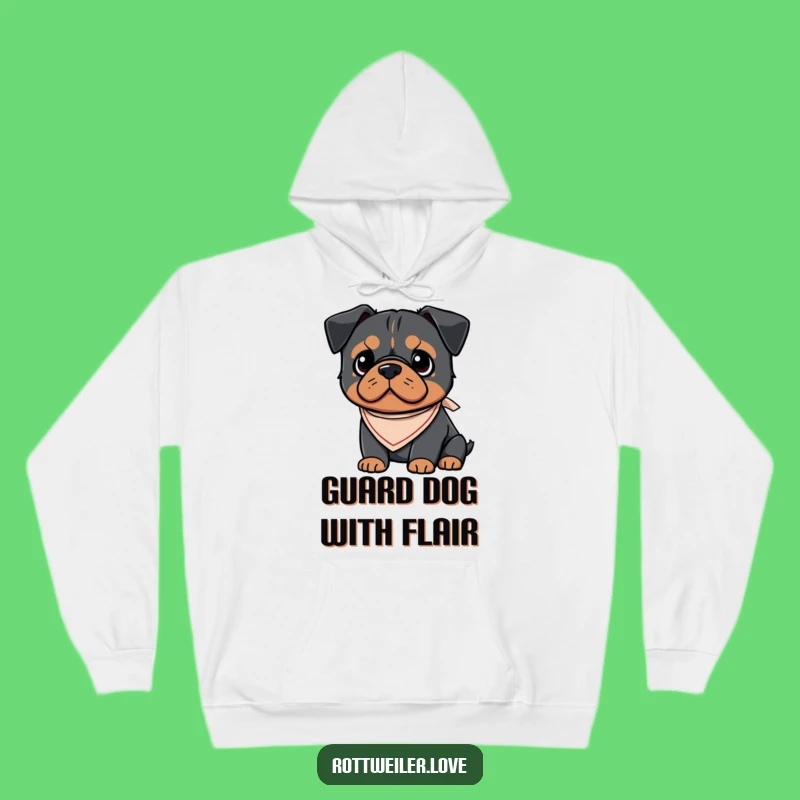 Funny Kawaii Rottweiler Bandana Hoodie, Cozy Dog Lover Sweatshirt, Cute Puppy Gift