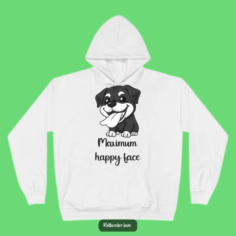 Funny Kawaii Rottweiler Grin Hoodie: Cozy Joyful Tongue, Warm Dog Gift