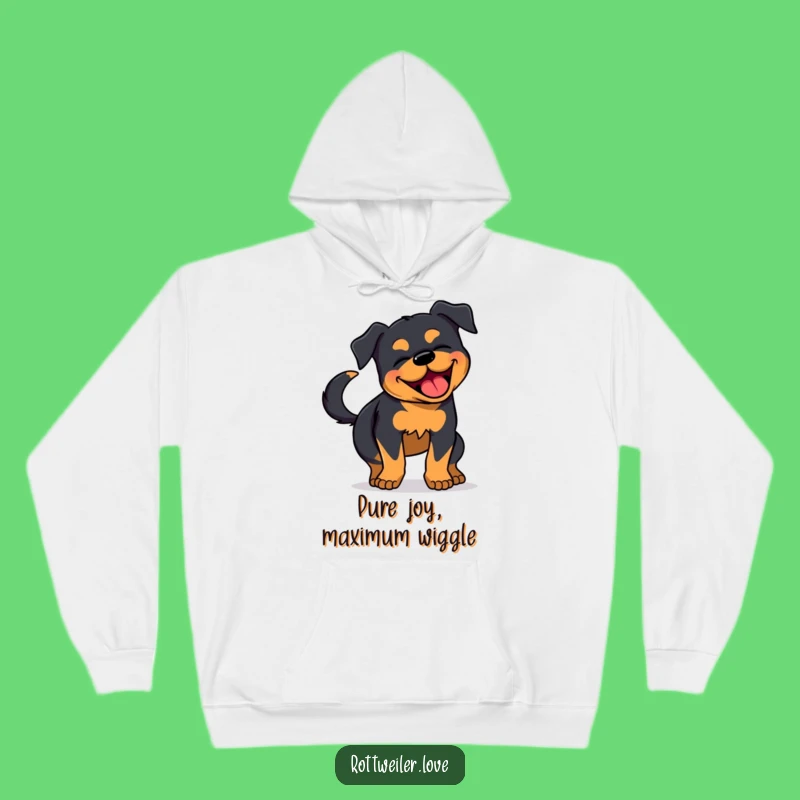 Funny Rottweiler Joy Hoodie - Wiggling Dog Sweatshirt - Cozy Gift