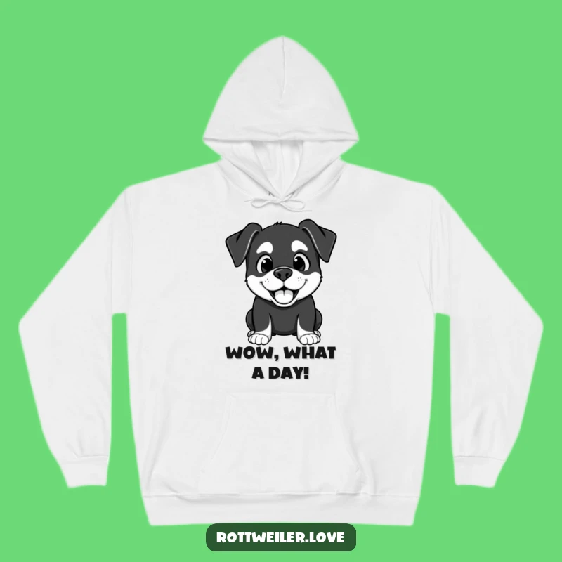 Funny Kawaii Rottweiler Surprise Hoodie: Cozy Happy Expression, Warm Gift