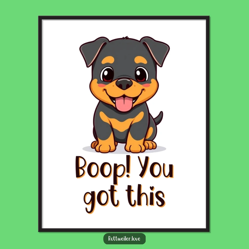 Free Printable Kawaii Rottweiler Wall Art: Head Nudge Doggy Decor Download
