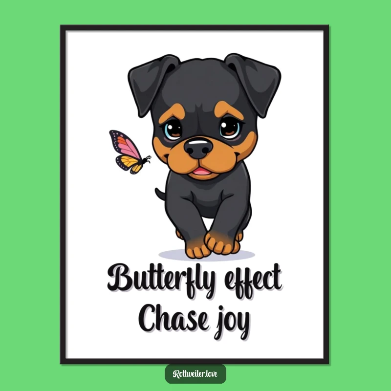 Funny Rottweiler Chase Free Printable Wall Art: Butterfly Dog Decor Downloadable