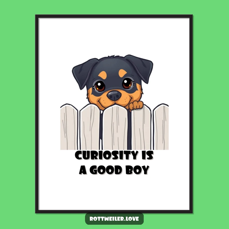 Free Printable Rottweiler Wall Art: Curious Peek, Funny Dog Decor Download