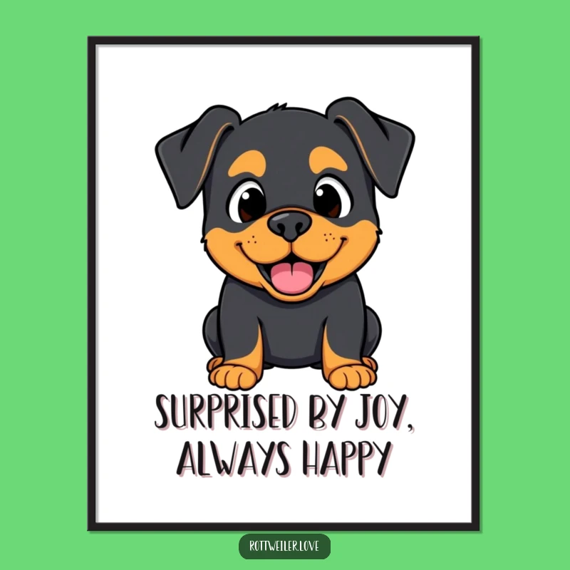Free Printable Wall Art: Surprised Happy Rottweiler, Funny Downloadable Decor