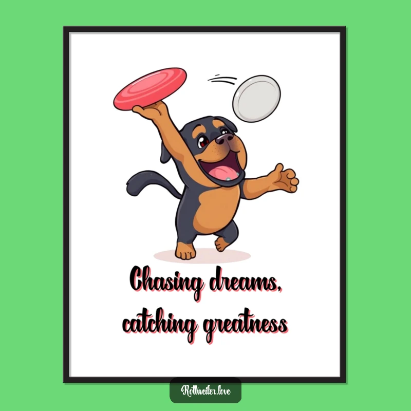 Funny Free Printable Wall Art: Rottweiler Disc Dog Action