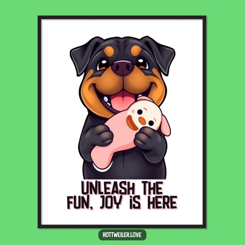 Funny Free Printable Wall Art: Smiling Rottweiler Toy