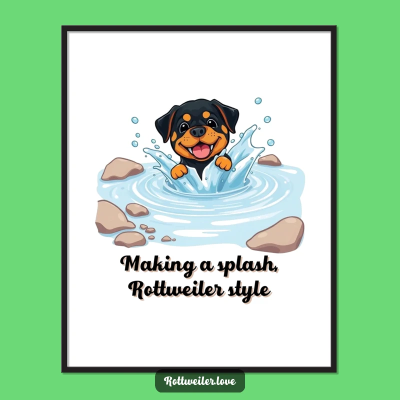Splashy Rottweiler Free Printable Wall Art: Fun Downloadable Dog Decor