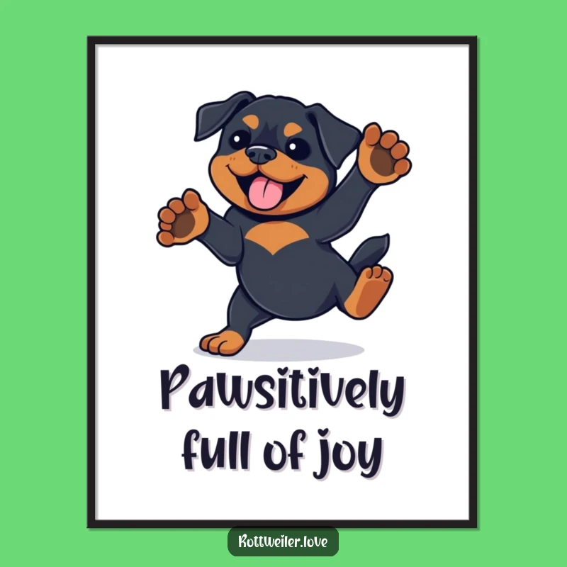 Free Printable Wall Art: Playful Rottweiler Spin - Funny Downloadable Art