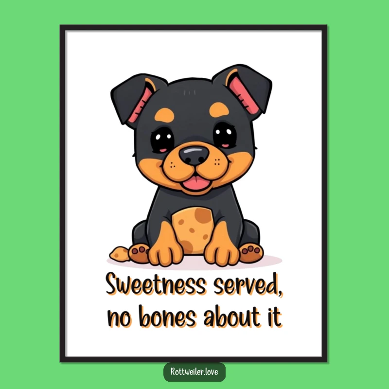 Free Printable Kawaii Rottweiler Art: Hopeful Treat, Cute Downloadable Decor