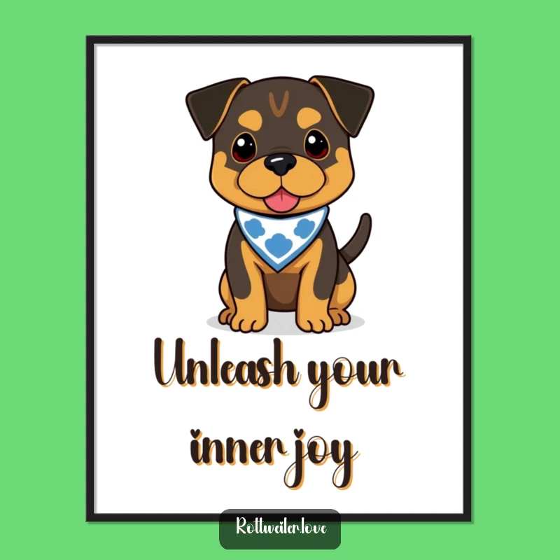 Free Printable Rottweiler Wall Art: Funny Dog Bandana Decor, Downloadable Art