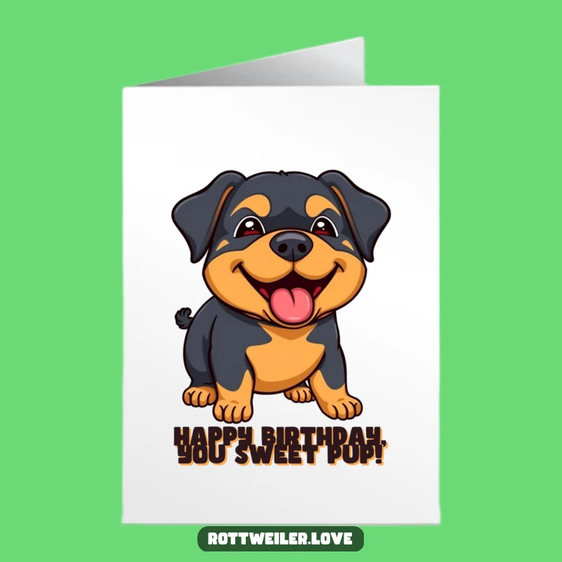 Free Printable Birthday Card: Joyful Rottweiler Lick, Funny Downloadable Gift
