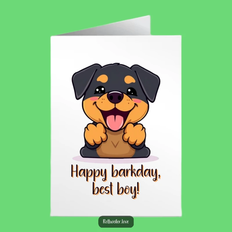 Free Printable Kawaii Rottweiler Birthday Card: Happy Barks & Fun!