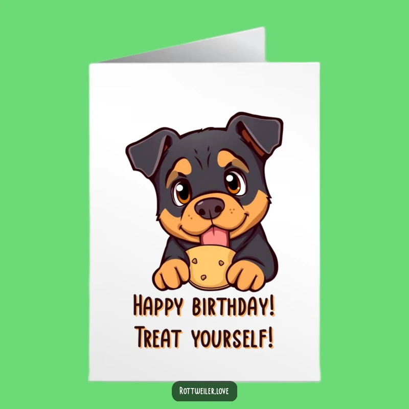 Free Printable Rottweiler Birthday Card: Treat Focused Greeting