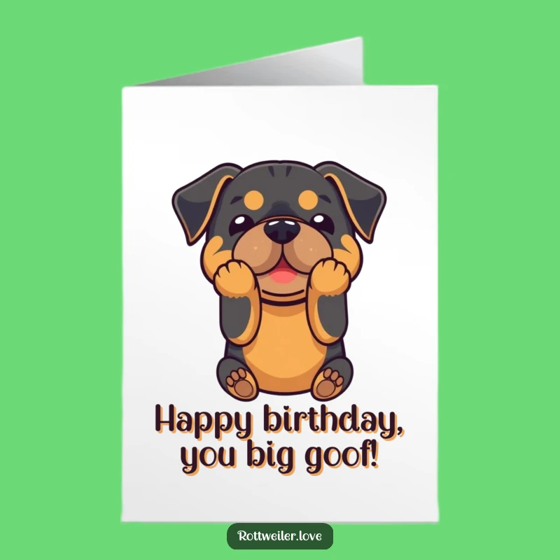 Free Printable Rottweiler Birthday Card: Playful Bow for a Happy Celebration!