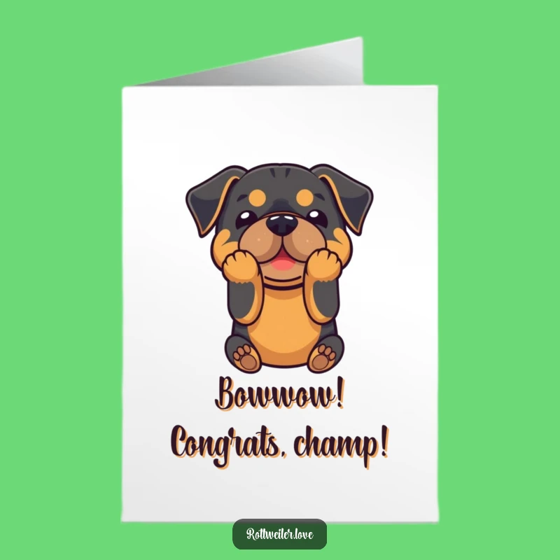 Free Printable Rottweiler Congrats Card: Playful Bow to Celebrate Big News!