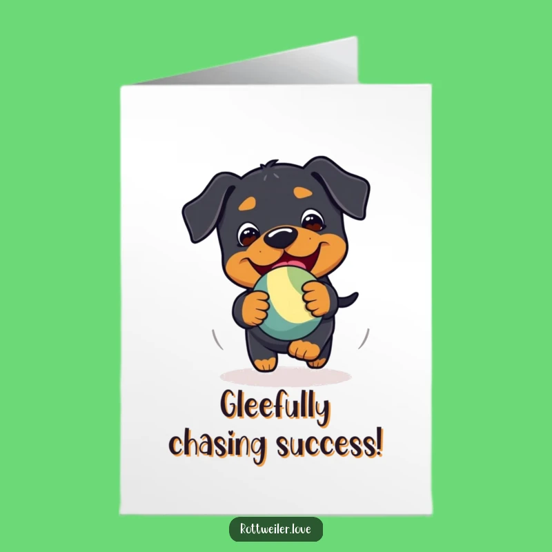Free Printable Congrats Card: Glee-filled Rottweiler Toy Chase, Yay Downloadable Gift