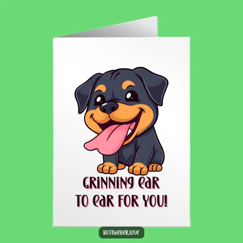 Free Printable Congrats Card: Joyful Kawaii Rottweiler Grin, Yay Downloadable Gift
