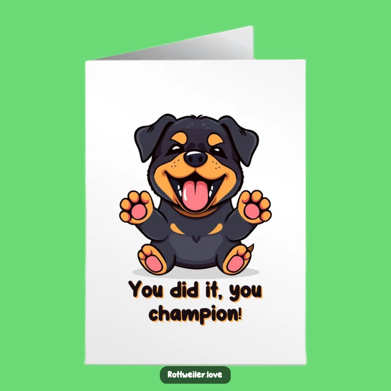 Free Printable Congrats Card: Kawaii Rottweiler Barking Excitement, Yay Downloadable Gift