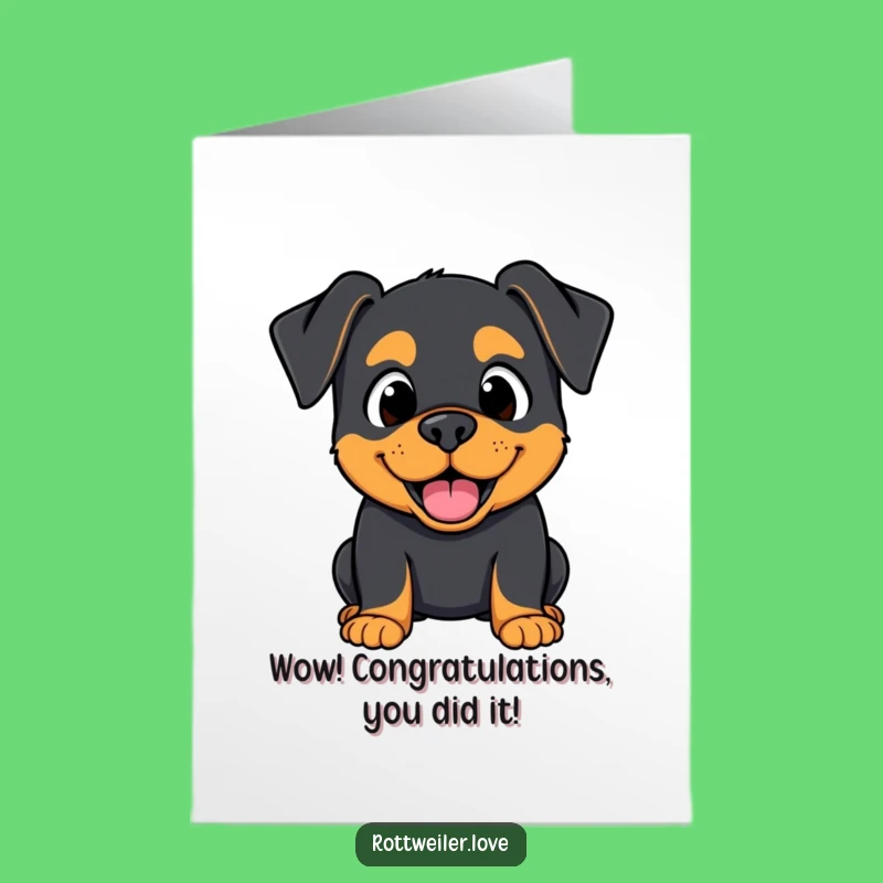 Free Printable Congrats Card: Surprised Happy Rottweiler Yay, Downloadable Gift