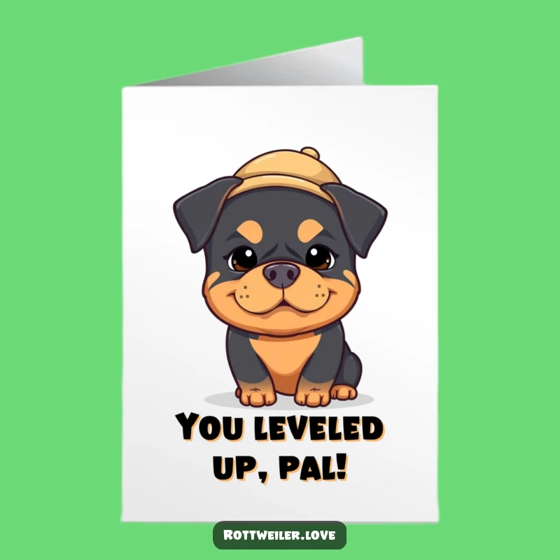 Free Printable Congrats Card: Silly Kawaii Rottweiler, Funny Downloadable Gift