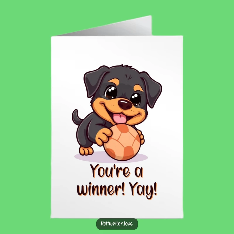 Free Printable Congrats Card: Rottweiler's Playful Win