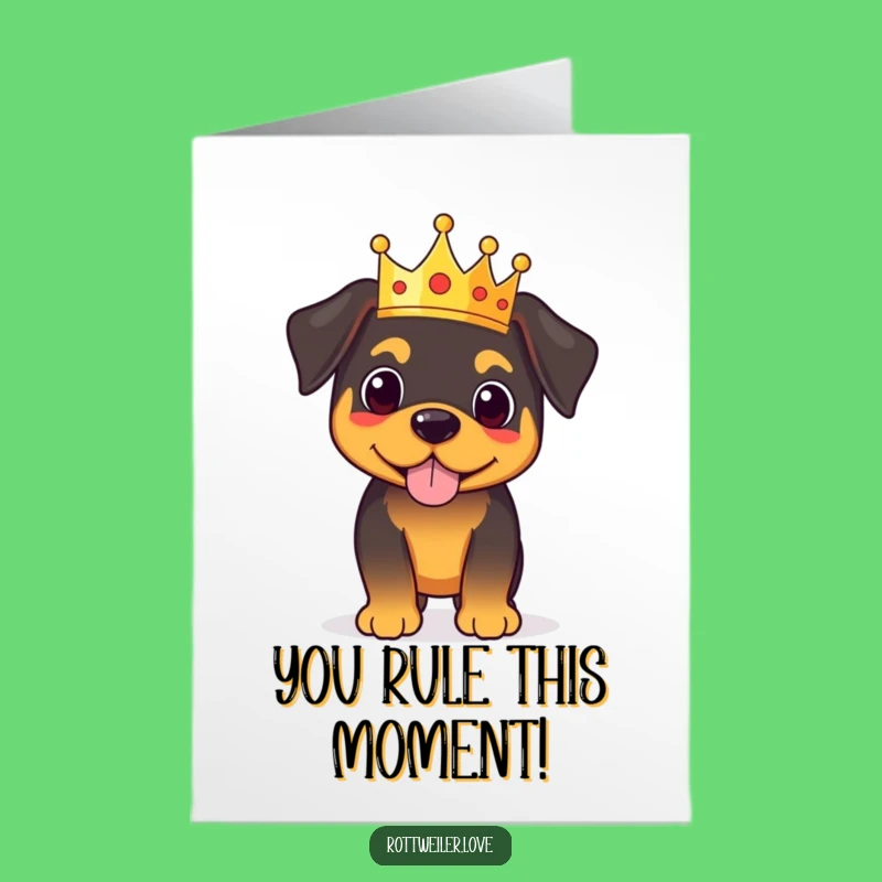 Free Printable Congrats Card: Rottweiler King Celebrates Your Victory!